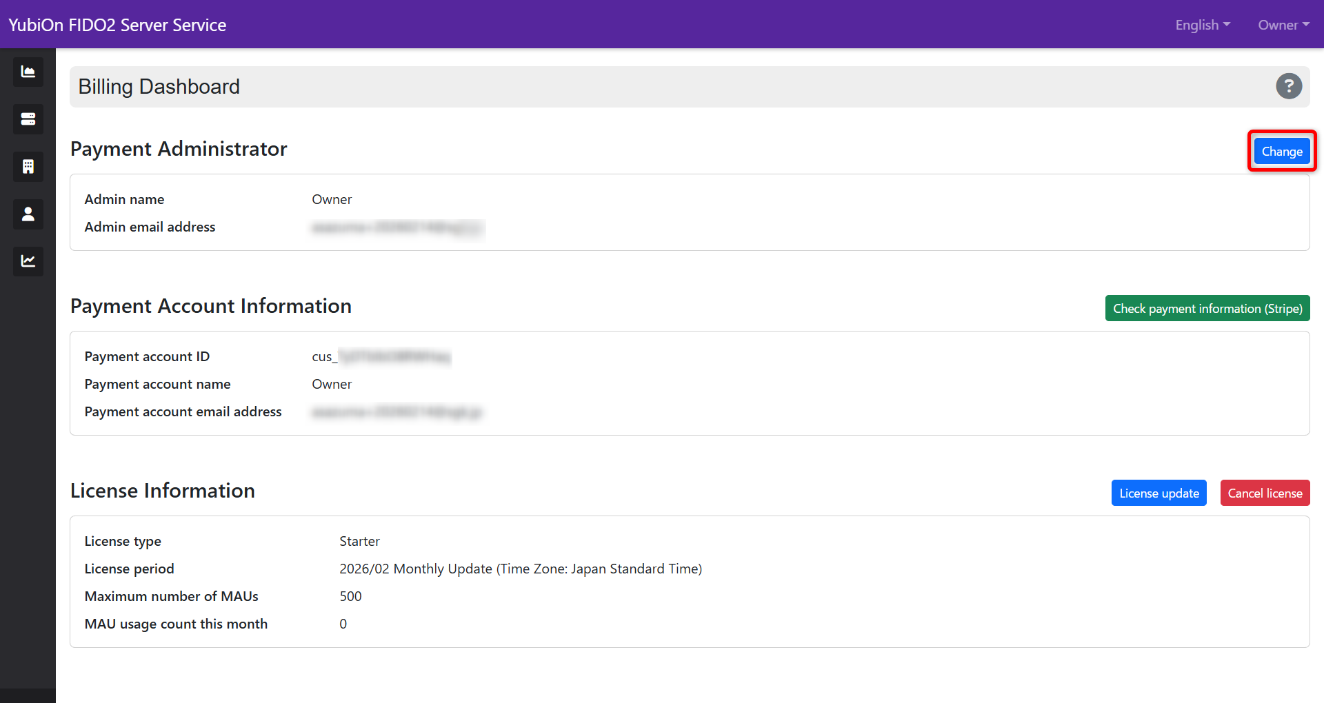 Change Payment Administrator