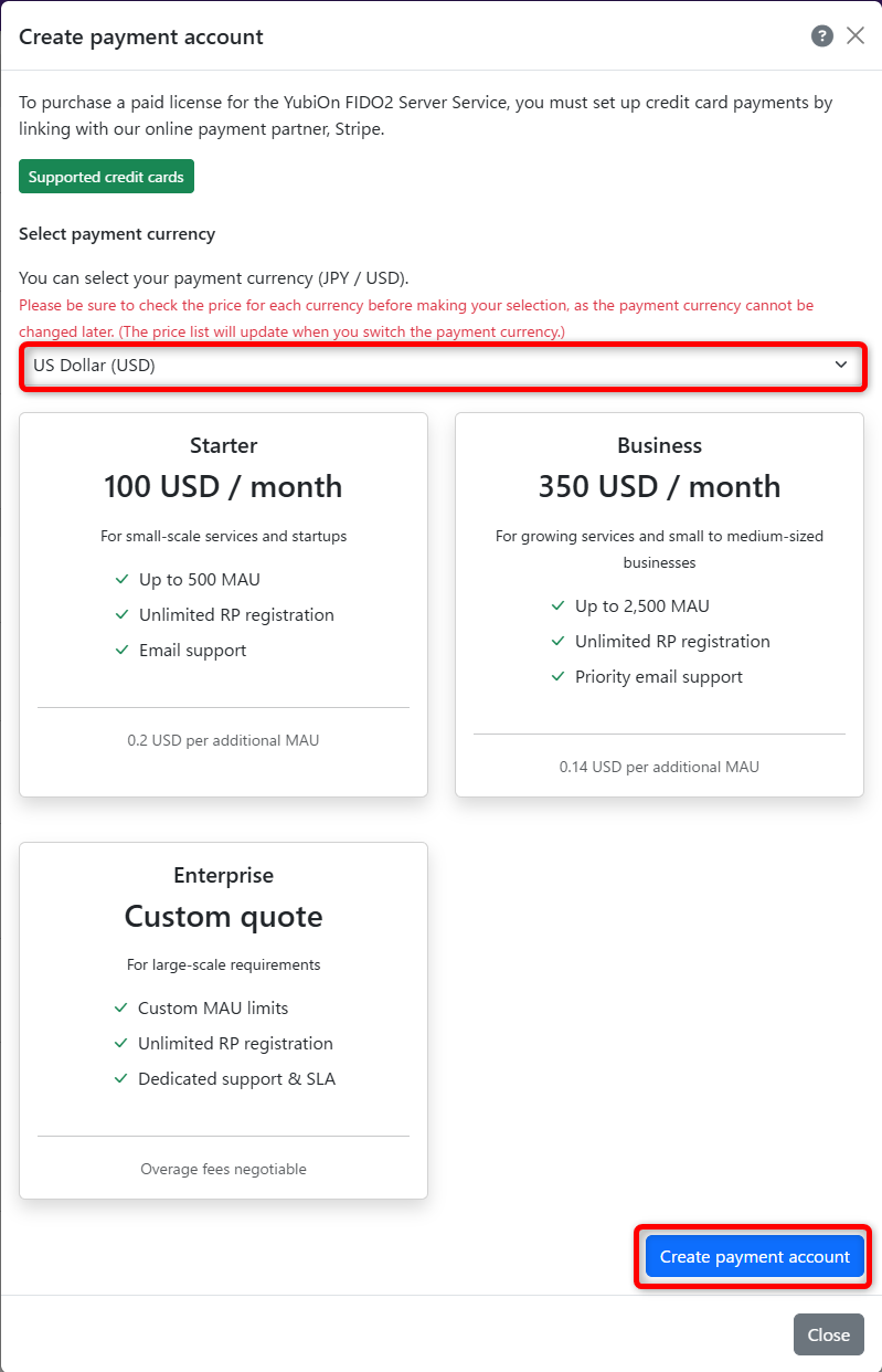 Create Payment Account