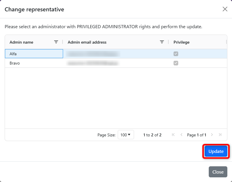 change representative modal