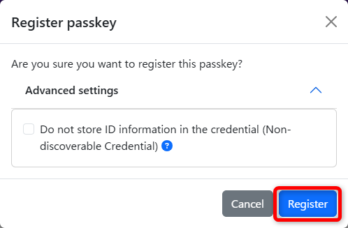 register button