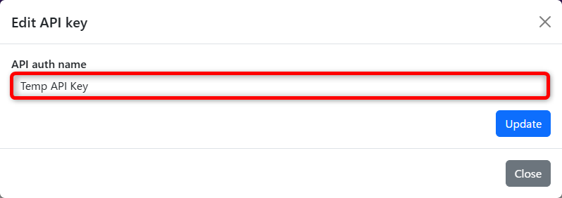 api key edit modal