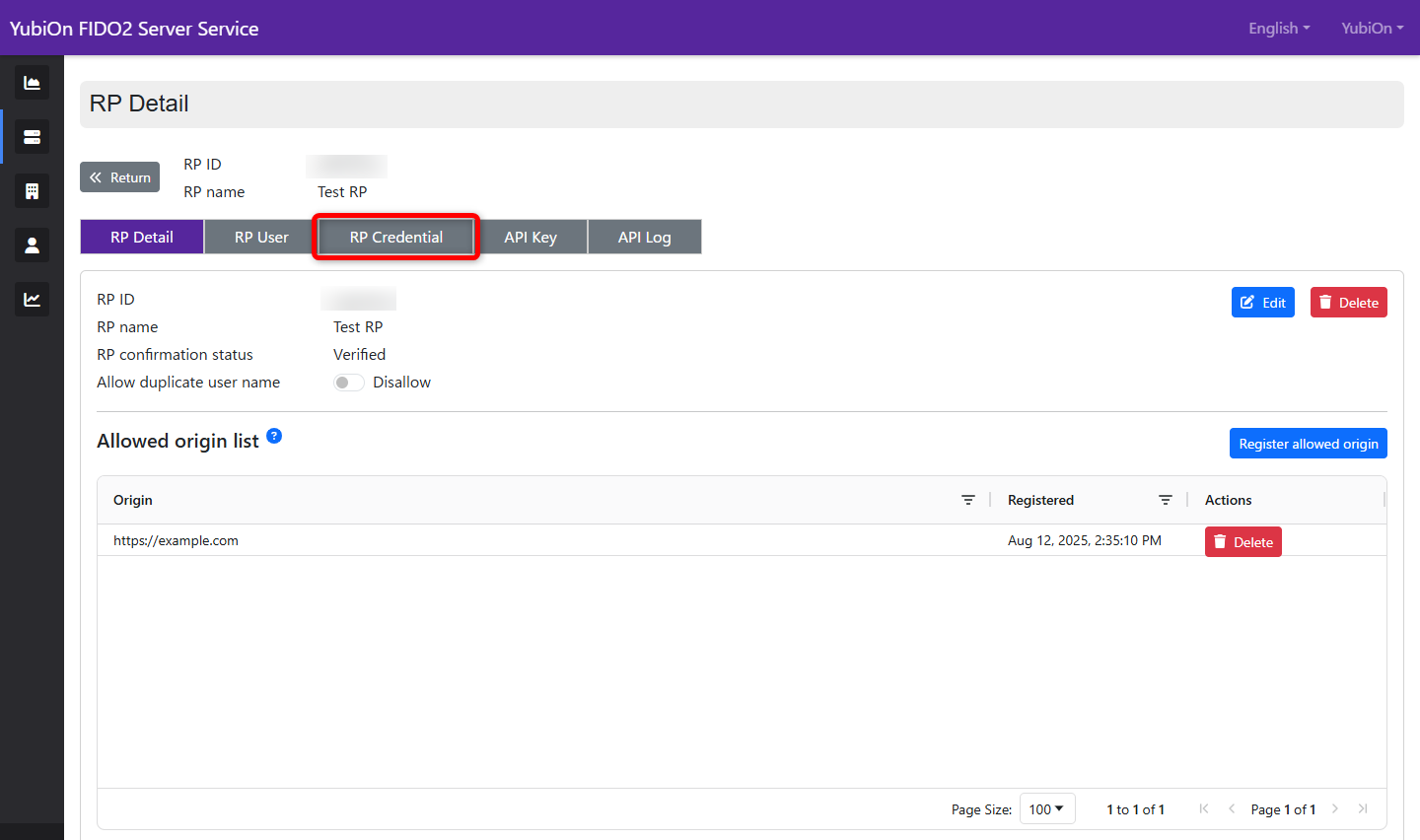 rp credential tab