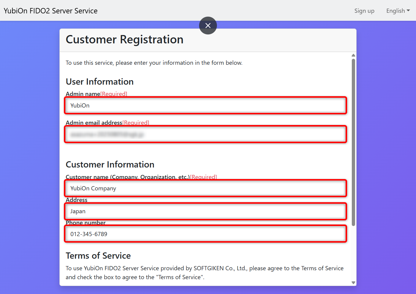 customer registration